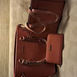 Montana West Elegant Burnt Orange Tote Bag Set